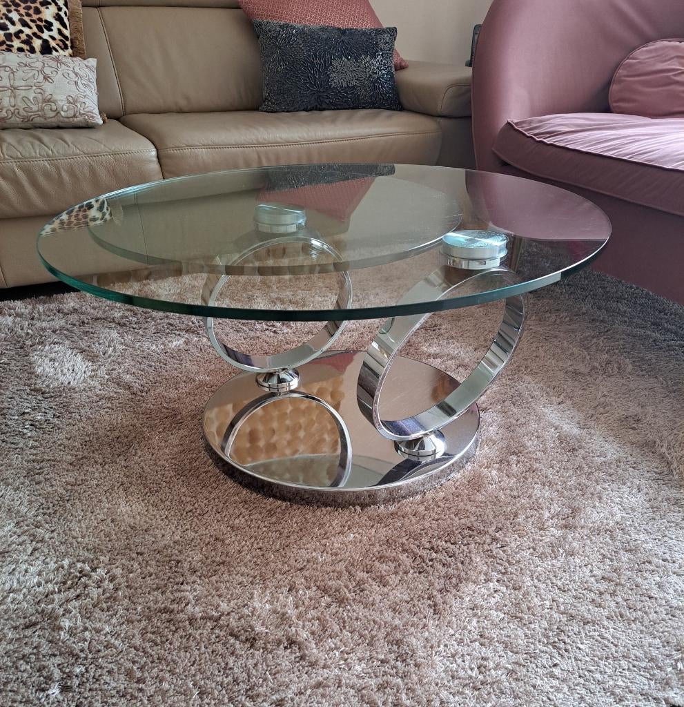 Mooie Salontafel rond, Ophalen, Gebruikt, 50 tot 100 cm, Rond