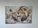 Glazen schilderij leeuwen familie, Ophalen of Verzenden