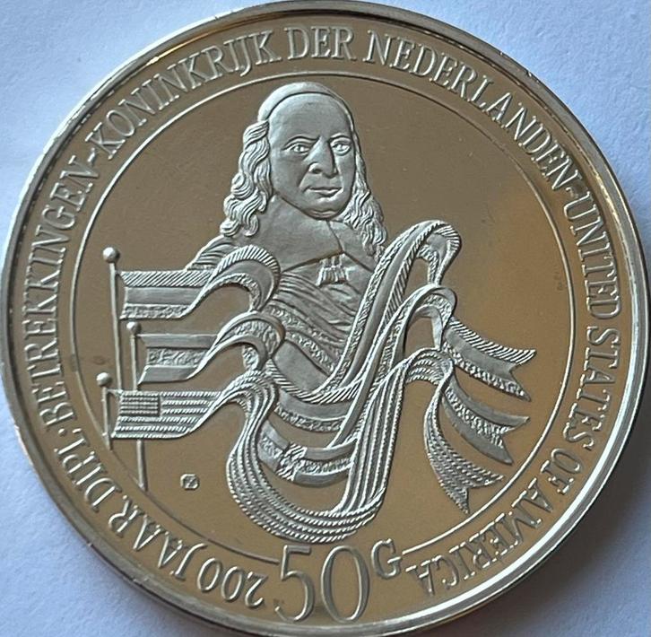 Nederlandse-Antillen 50 guldem 1982, Postzegels en Munten, Munten | Nederland, Losse munt, 50 gulden, Koningin Beatrix, Zilver