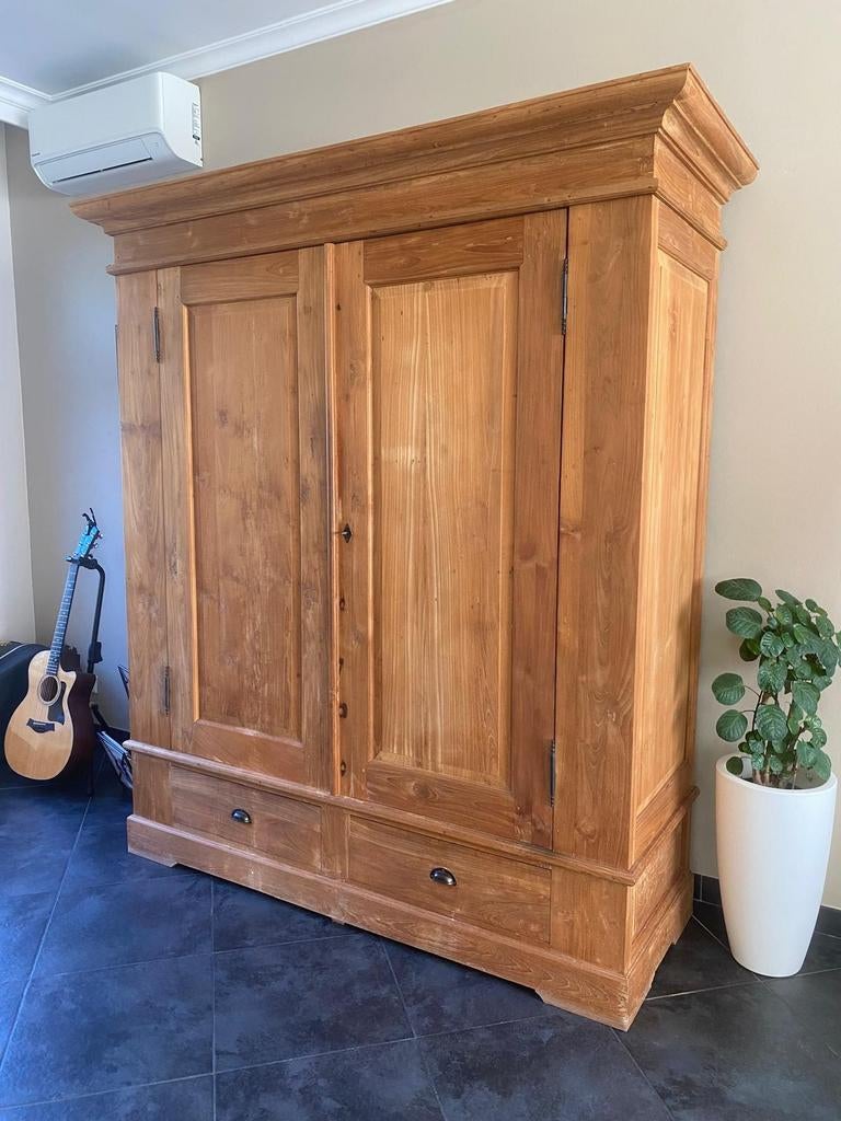 Broodkast / Servieskast teakhout 210x170x60 cm, Antiek en Kunst, Antiek | Meubels | Kasten, Ophalen