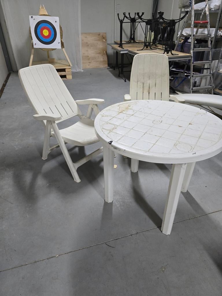 Camping tuinset met parasol, Kunststof, Gebruikt, Tuinset, Eettafel