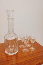 Vintage kristallen karaf met kristallen likeurglazen, Ophalen of Verzenden