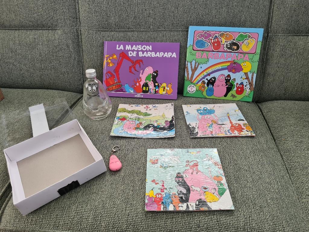 Barbapapa vintage pakket puzzels sleutelhanger boeken enz, 2 tot 4 jaar, Gebruikt, Ophalen of Verzenden, Nvt