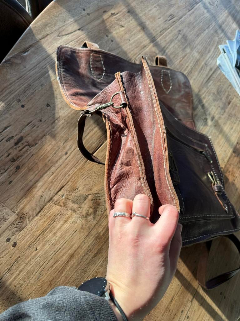 Leren tas, Overige merken, Gebruikt, Bruin, Ophalen of Verzenden