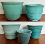 Bloempot Vintage Jaren 60 Turquoise, Ophalen of Verzenden