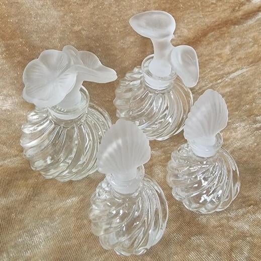 Vintage kristallen parfumflesjes set bloemen, Ophalen of Verzenden