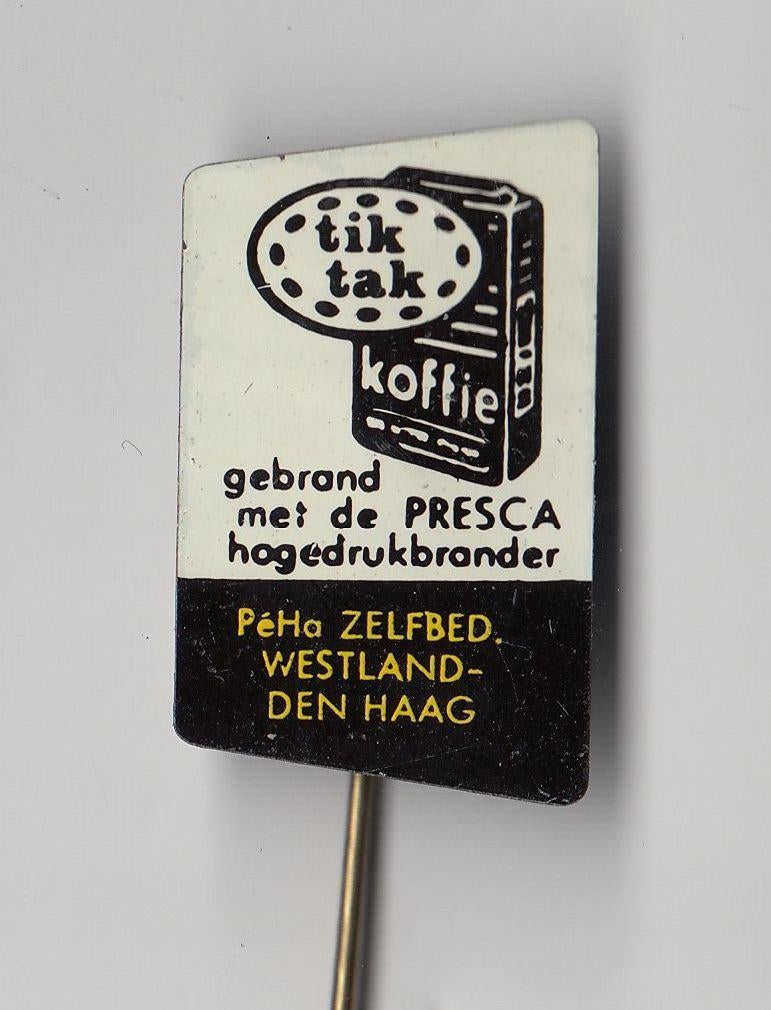 TikTak Koffie Den Haag Westland speldje, Verzamelen, Gebruikt, Niet vindbaar, Niet vindbaar, Speldje of Pin