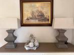 2 Landelijke, Lampen bruine voet met taupe kleurige kap, Antiek en Kunst, Kunst | Schilderijen | Klassiek, Ophalen of Verzenden