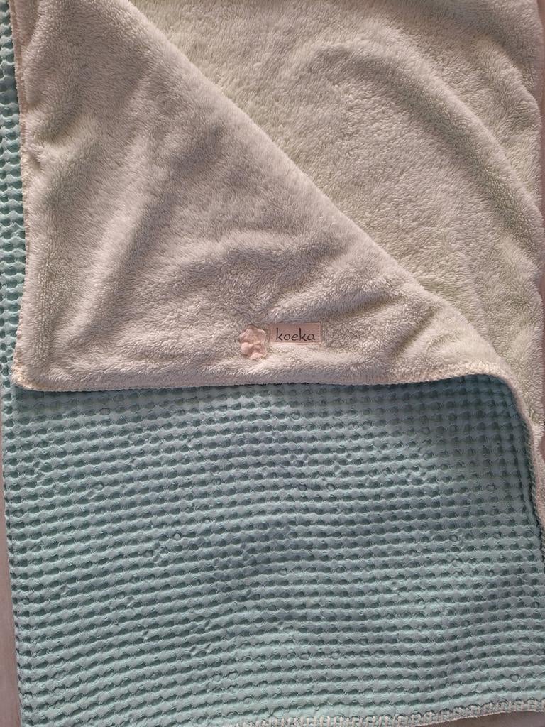 Koeka wiegdeken 110x80cm  Mintgroen teddy wafel heel mooi, Kinderen en Baby's, Dekens, Slaapzakjes en Inbakerproducten, Ophalen of Verzenden