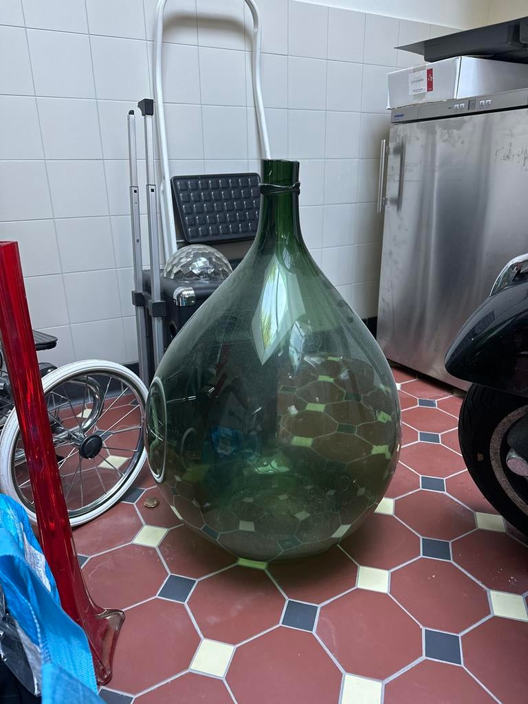 Grote glazen fles / mandfles - beschadigde bovenkant, Ophalen of Verzenden