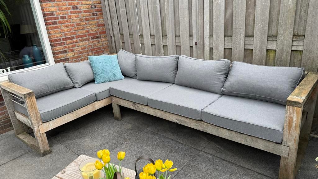 Loungebankkussens met Sunbrella stof, Tuin en Terras, Tuinsets en Loungesets, Ophalen, 5 zitplaatsen, Zo goed als nieuw, Loungeset