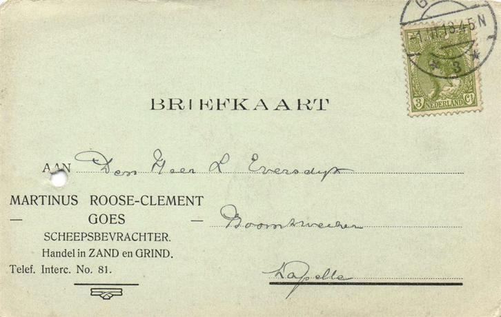 Marinus Roose-Clement, Goes - 03.1918 - briefkaart, Postzegels en Munten, Brieven en Enveloppen | Nederland, Briefkaart, Ophalen of Verzenden