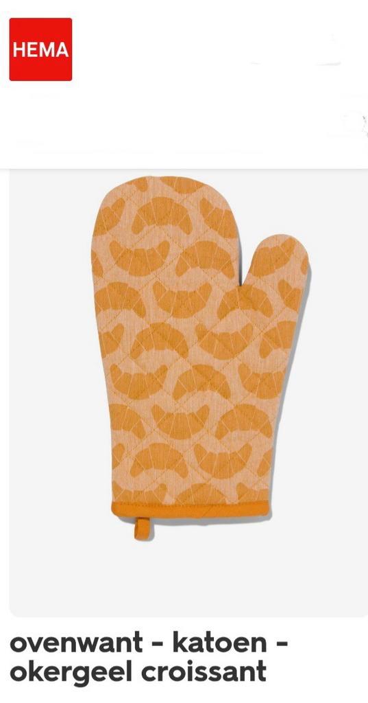 HEMA Ovenwant met croissants, Huis en Inrichting, Keuken | Textiel, Gebruikt, Overige typen, Geel, Ophalen of Verzenden