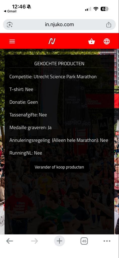 Hipro marathon ticket Utrecht, Eén persoon, Mei