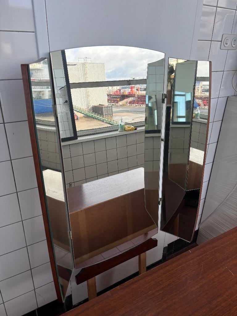 Vintage Dressoir Spiegel Mahonie Teak Look Queen Anne, Ophalen, Gebruikt, 100 tot 150 cm, Vintage / Klassiek met Queen Anne poten