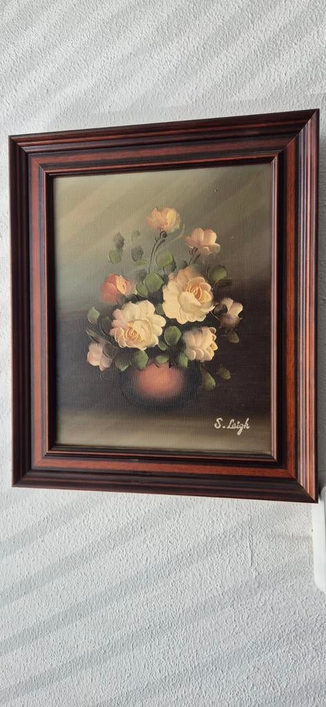 Schilderij flora S.Leigh - Bloemen in vaas, Verzenden