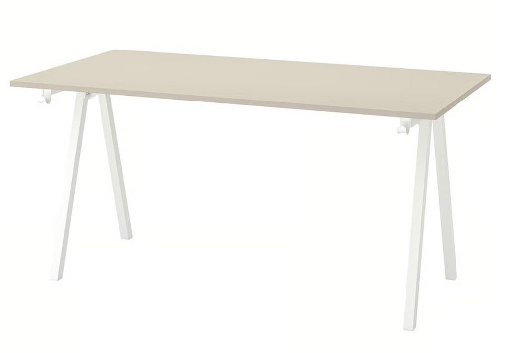 Bureau, beige/wit, 160x80 cm, Huis en Inrichting, Bureaus, Ophalen, Gebruikt, Beige