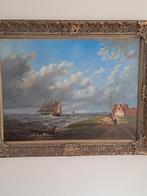 Schilderij Nicolaas Riegen (1827-1889) - Zeegezicht, Ophalen of Verzenden