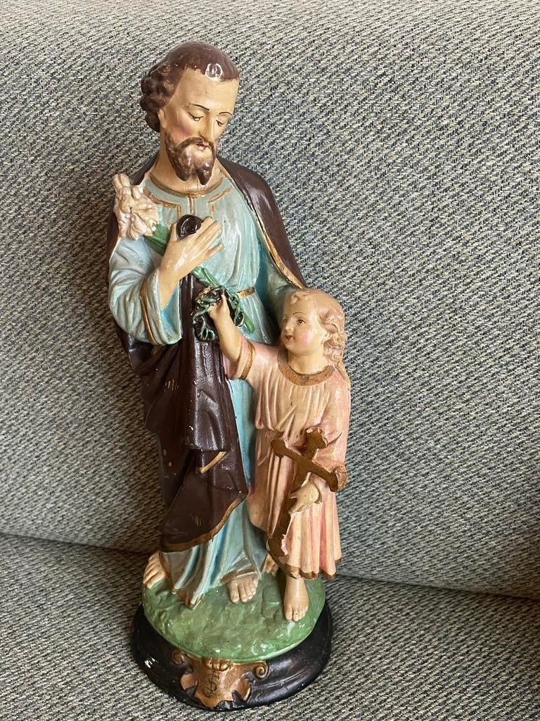 Gesigneerd Heiligenbeeld 45 cm, Antiek en Kunst, Ophalen of Verzenden