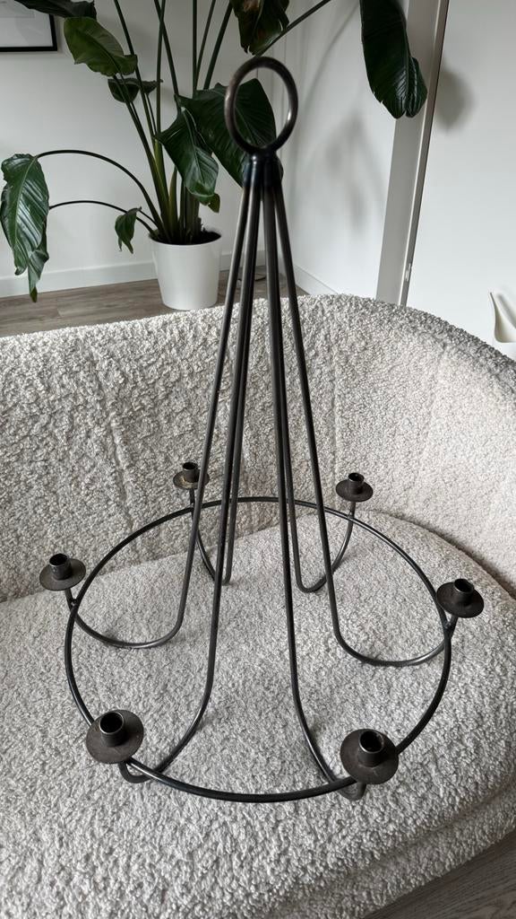 Vintage kroonluchter voor echte kaarsen, Huis en Inrichting, Lampen | Kroonluchters, Ophalen of Verzenden, Gebruikt, Metaal