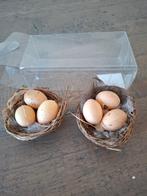 Decoratie - 2 vogelnestjes met eieren in doosje, Ophalen of Verzenden, Nieuw