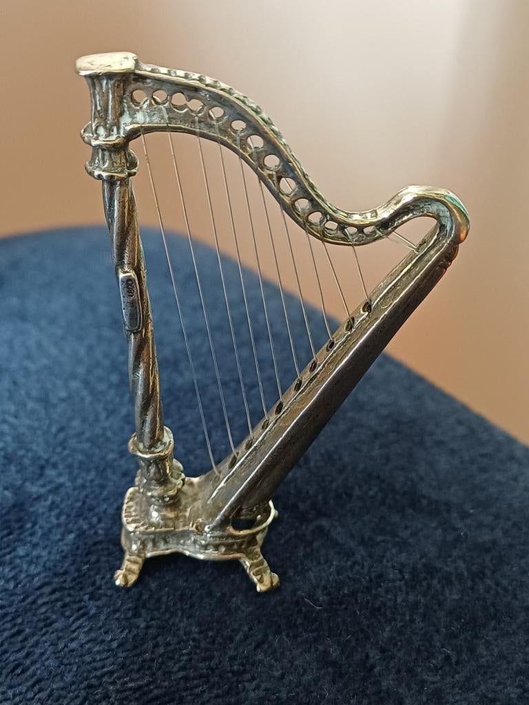 Miniatuur Zilveren Harpje ., Ophalen of Verzenden, Gebruikt