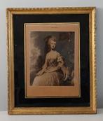 Oude prent in goudkleurige lijst, Antiek en Kunst, Ophalen