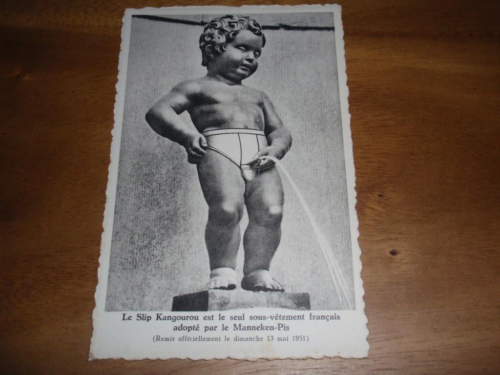 Manneken Pis Reclame voor ondergoed Manneke Pis Brussel, Verzamelen, Ansichtkaarten | België, Verzenden, 1940 tot 1960, Brussel (Gewest)