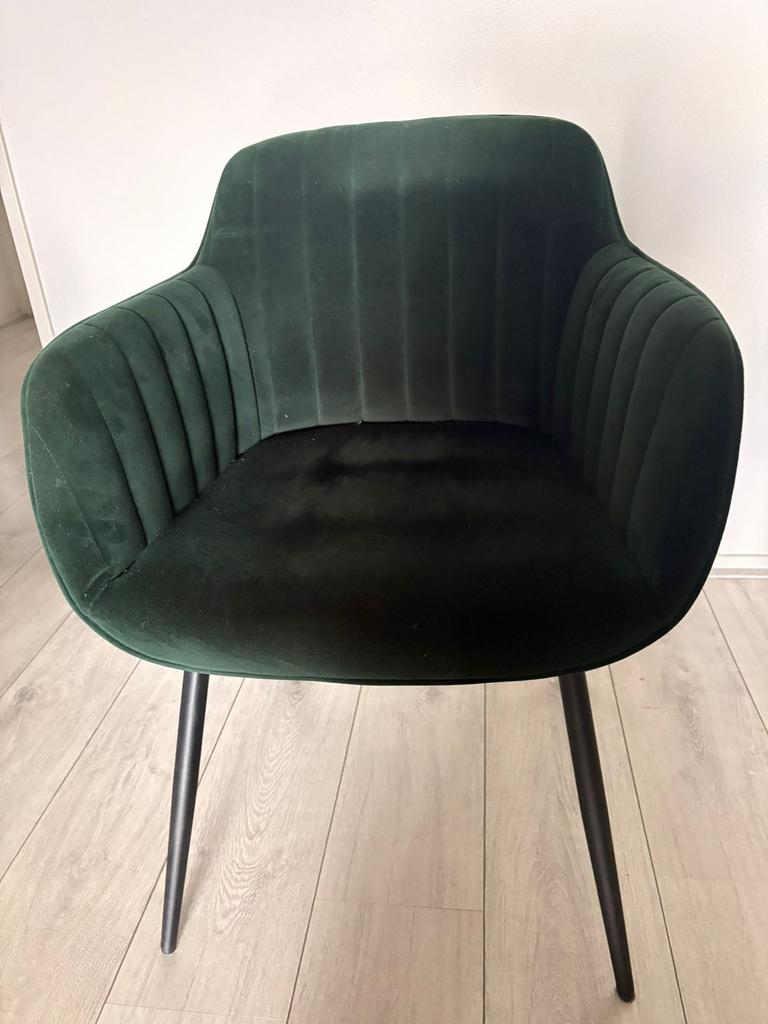 4 eetkamerstoelen Como Donker Groen, Huis en Inrichting, Stoelen, Ophalen, Overige kleuren, Zo goed als nieuw, Vier