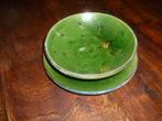 kleine groene  oude aardewerk fruittest Ø16 cm  handgemaakt, Ophalen of Verzenden