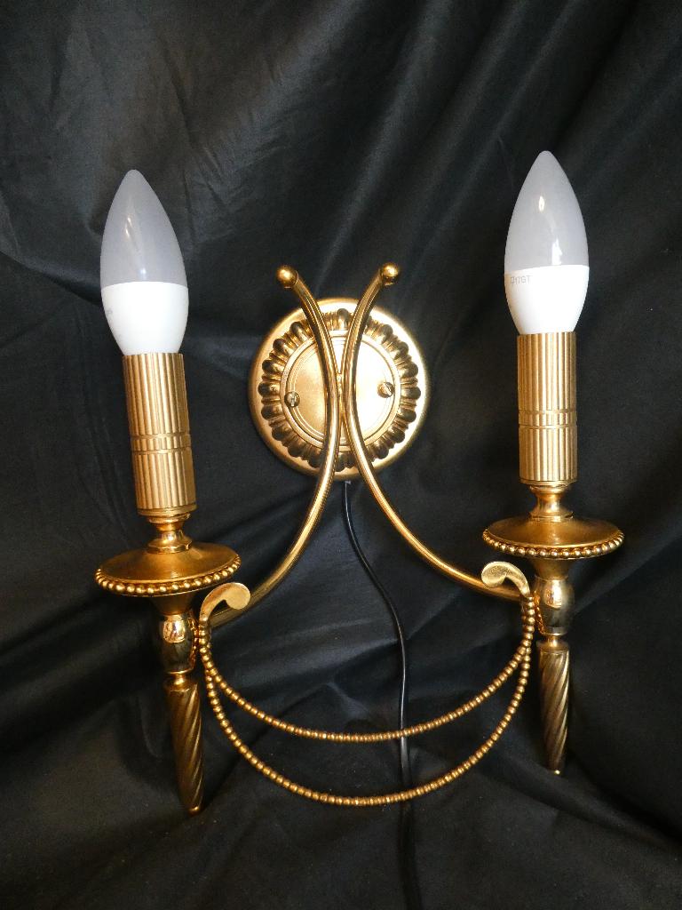 Vintage Sciolari wandlamp, verguld messing, Italiaans, Ophalen of Verzenden, Gebruikt, Metaal, Hollywood Regency-stijl