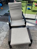 IKEA Poäng stoel met voetenbankje - Zwart/Grijs, Huis en Inrichting, Fauteuils, Ophalen, Gebruikt, 75 tot 100 cm, 50 tot 75 cm