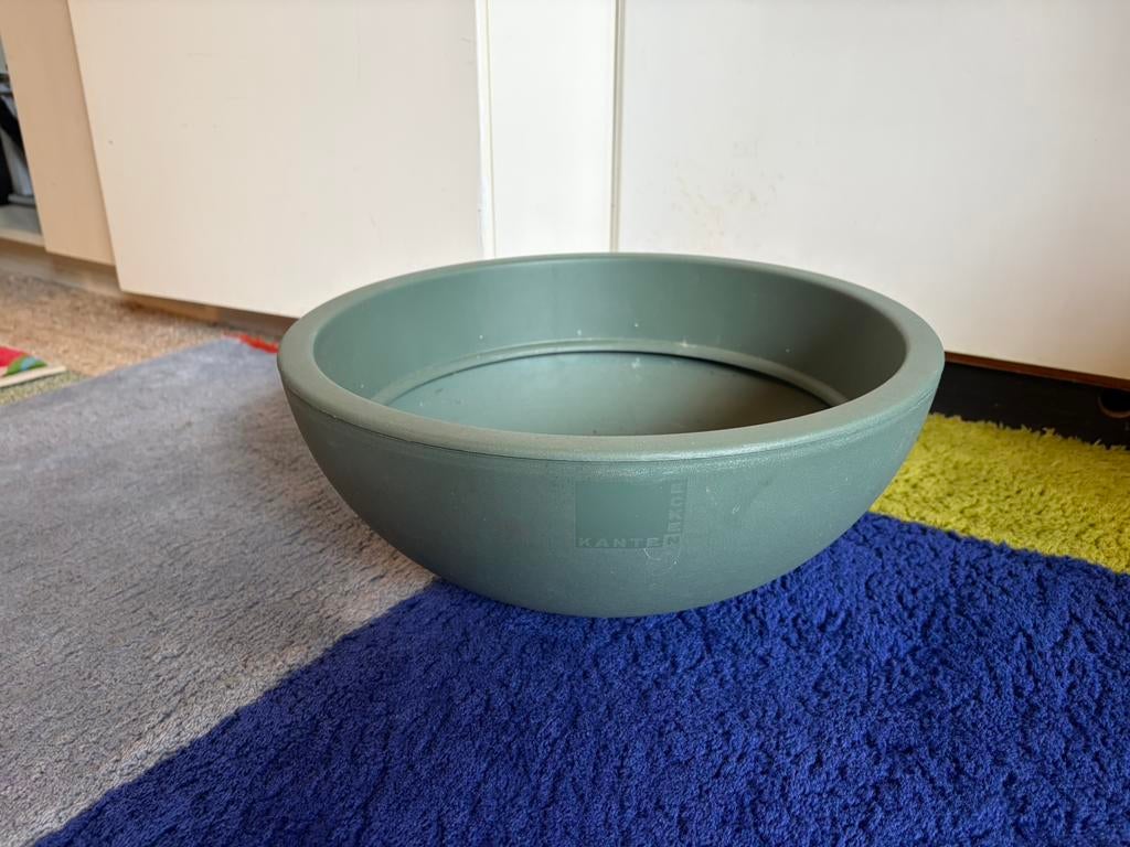 Groene lage plastic plantenbak plantenschaal, 25 tot 40 cm, Kunststof, Gebruikt, Rond