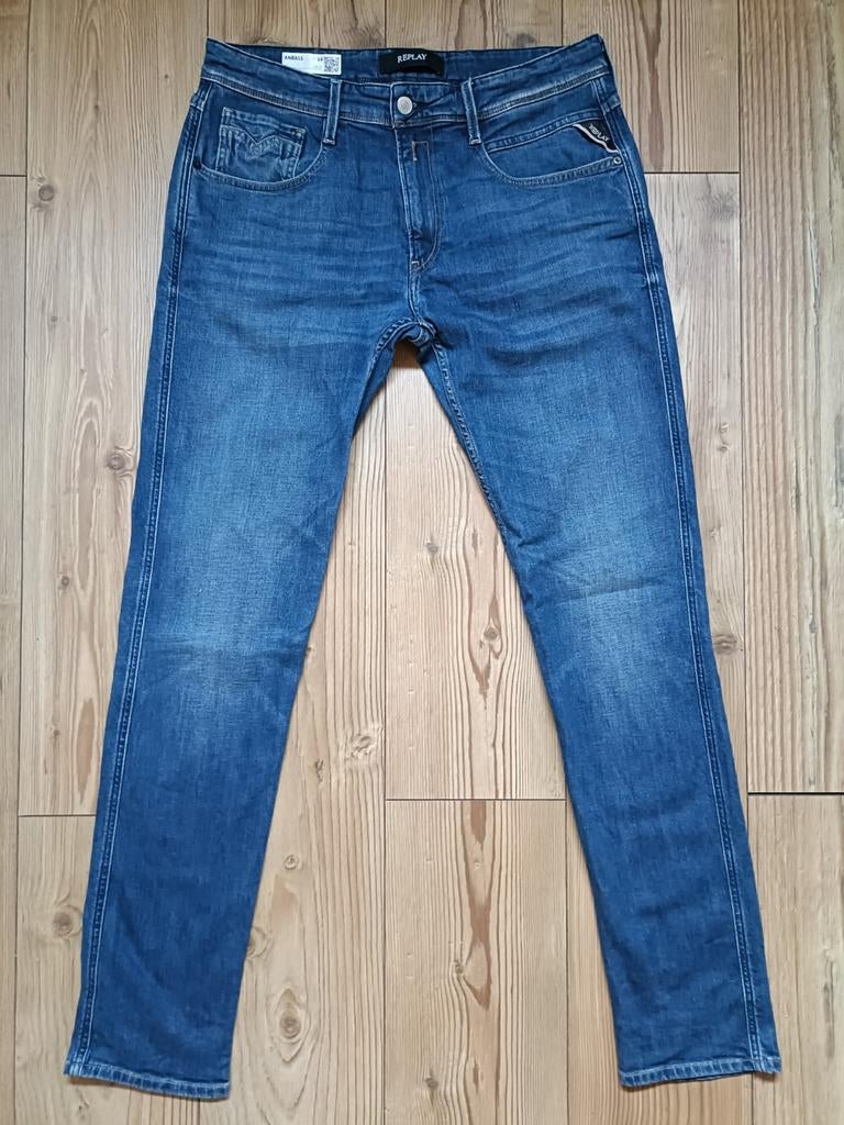 Replay anbass stretch maat 34-34, Ophalen of Verzenden, Zo goed als nieuw, Blauw, W33 - W34 (confectie 48/50)