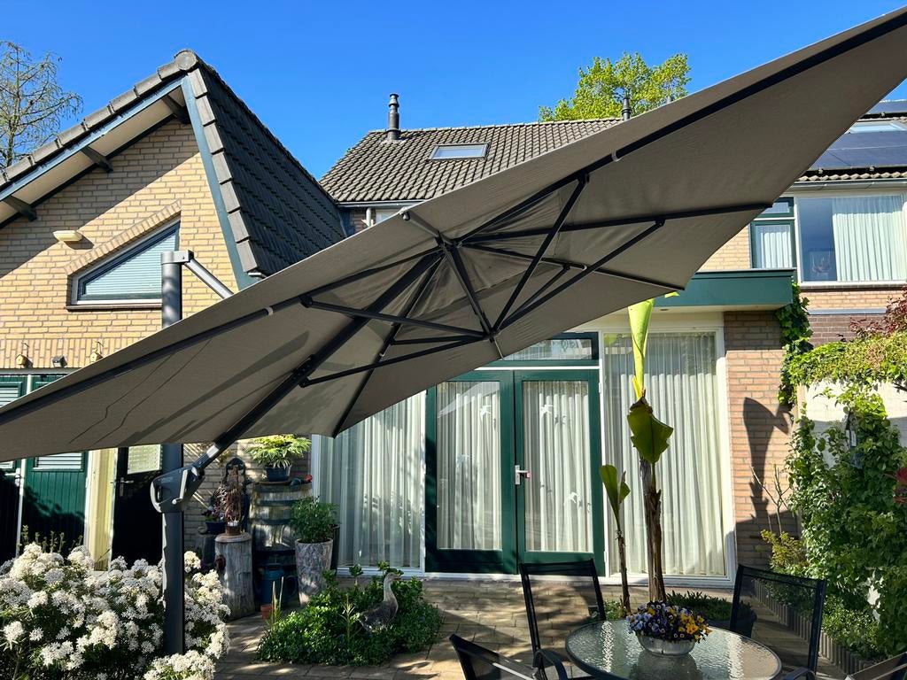 Zweef parasol Hacienda 300x400cm, Tuin en Terras, Parasols, Ophalen, Waterdicht, 3 tot 4 meter, Zweefparasol