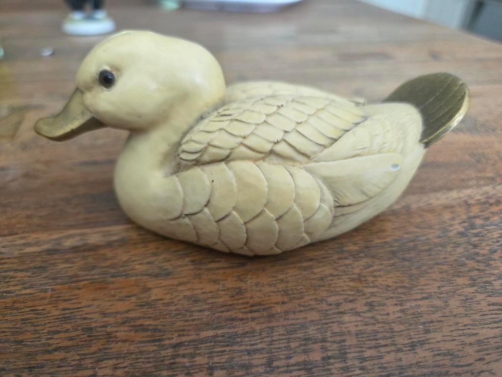 Elli malevolti eend met messing, Ophalen of Verzenden, Zo goed als nieuw, Vogel, Beeldje of Figuurtje