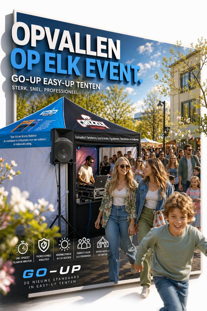 GO-UP Easy-Up Tent – Opvallen op elk event!, Tuin en Terras, Partytenten, De Amert 152 5462GH Veghel, Grizzly Outdoor, Nieuw, Info@grizzlyoutdoor.nl