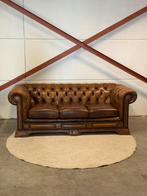 Antiek bruin chesterfield bank bankstel Delbrook 3 zits, Ophalen of Verzenden