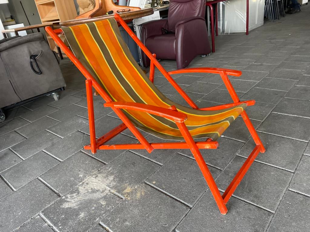 1x Vintage Strandstoel, Tuin en Terras, Ligbedden, Ophalen, Gebruikt, X, Hout