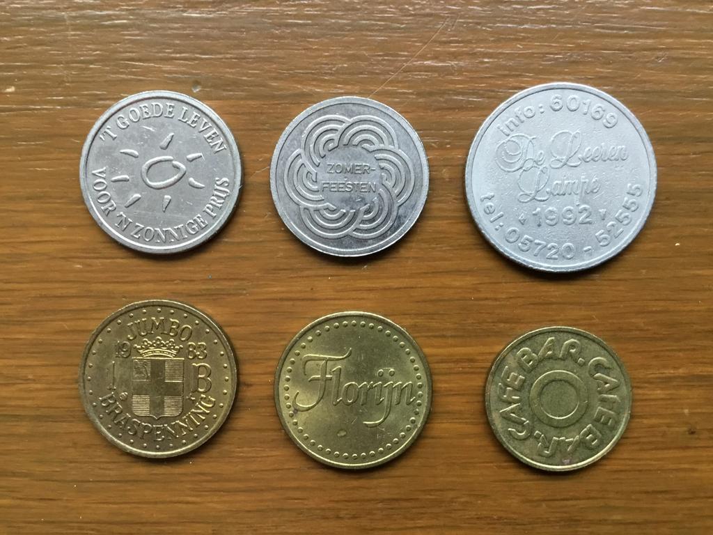 Zes horecamunten Nederland, Postzegels en Munten, Munten | Nederland, Ophalen of Verzenden
