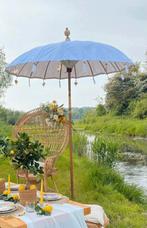 Parasol met voet - Ibiza/Bohemian Style - Wit, Tuin en Terras, Ophalen, Gebruikt, 1 tot 2 meter, Overige typen