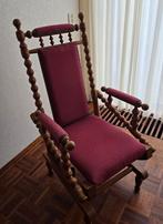 Vintage blank eiken schommelstoel met mooie details, Ophalen of Verzenden