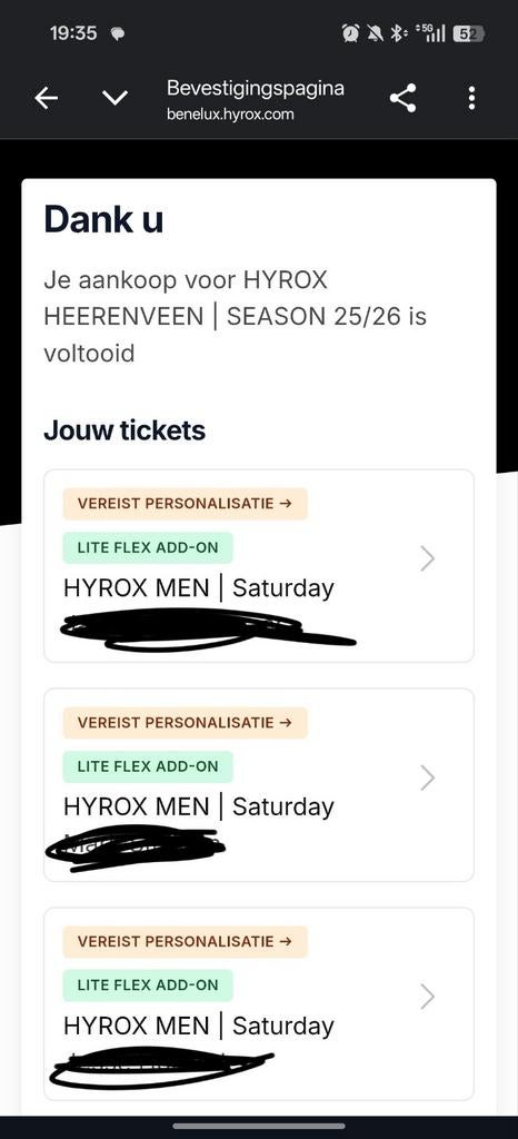 1x hyrox men open tickets Thialf Heerenveen zaterdag, Twee personen