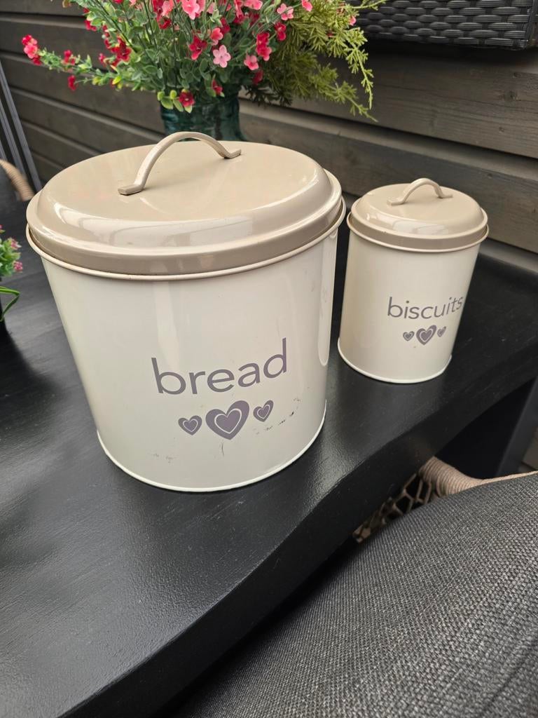 Vintage Broodtrommel en koekjestrommel set, Ophalen of Verzenden, Gebruikt