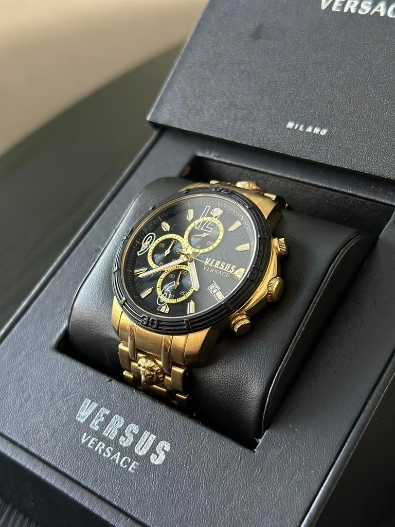 Versus Versace goud heren horloge, Overige merken, Staal, Polshorloge, Ophalen of Verzenden