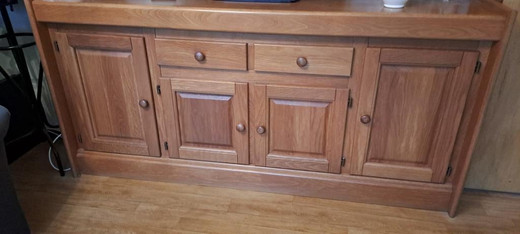 Blank eiken dressoir, Ophalen, 25 tot 50 cm, 200 cm of meer