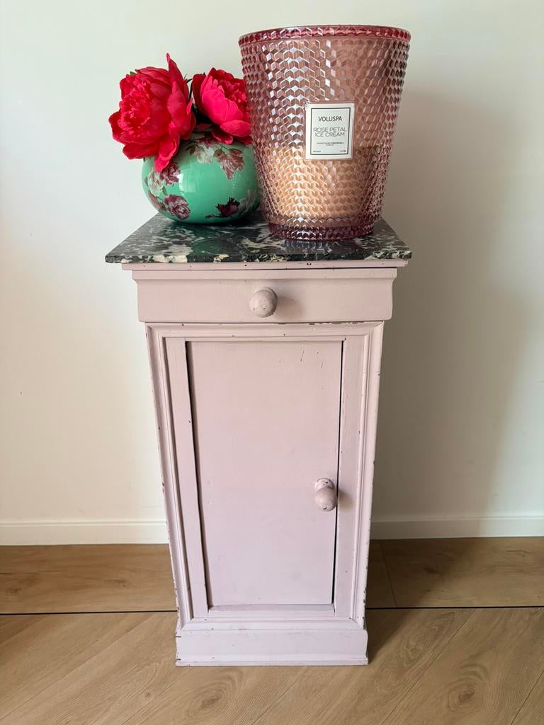 Frans antiek hal/nachtkastje met marmer, Antiek en Kunst, Antiek | Meubels | Kasten, Ophalen