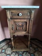 Antiek eiken nachtkastje met marmeren blad, Ophalen