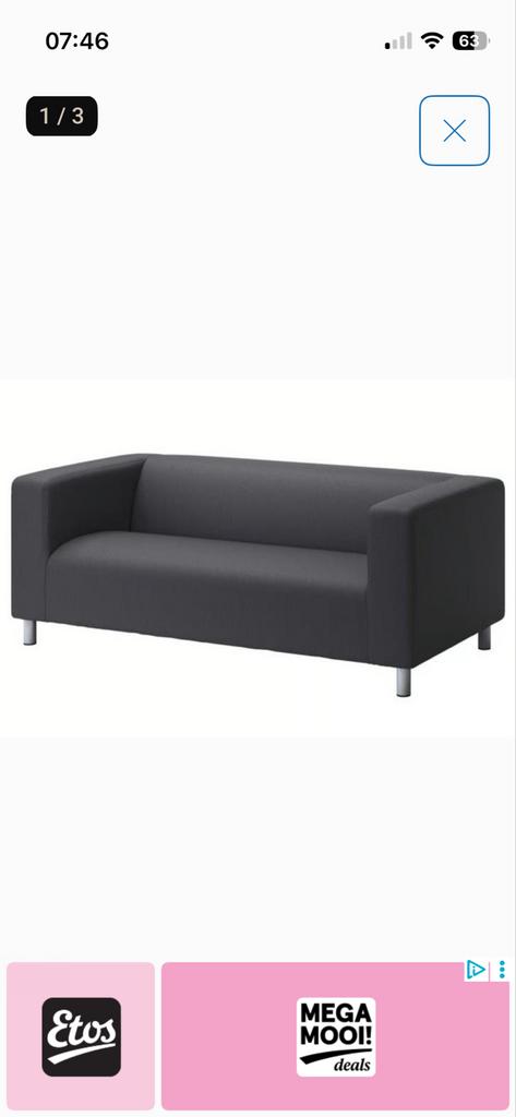 IKEA Klippan hoes grijs, Gebruikt, 150 tot 200 cm, Tweepersoons, 75 tot 100 cm