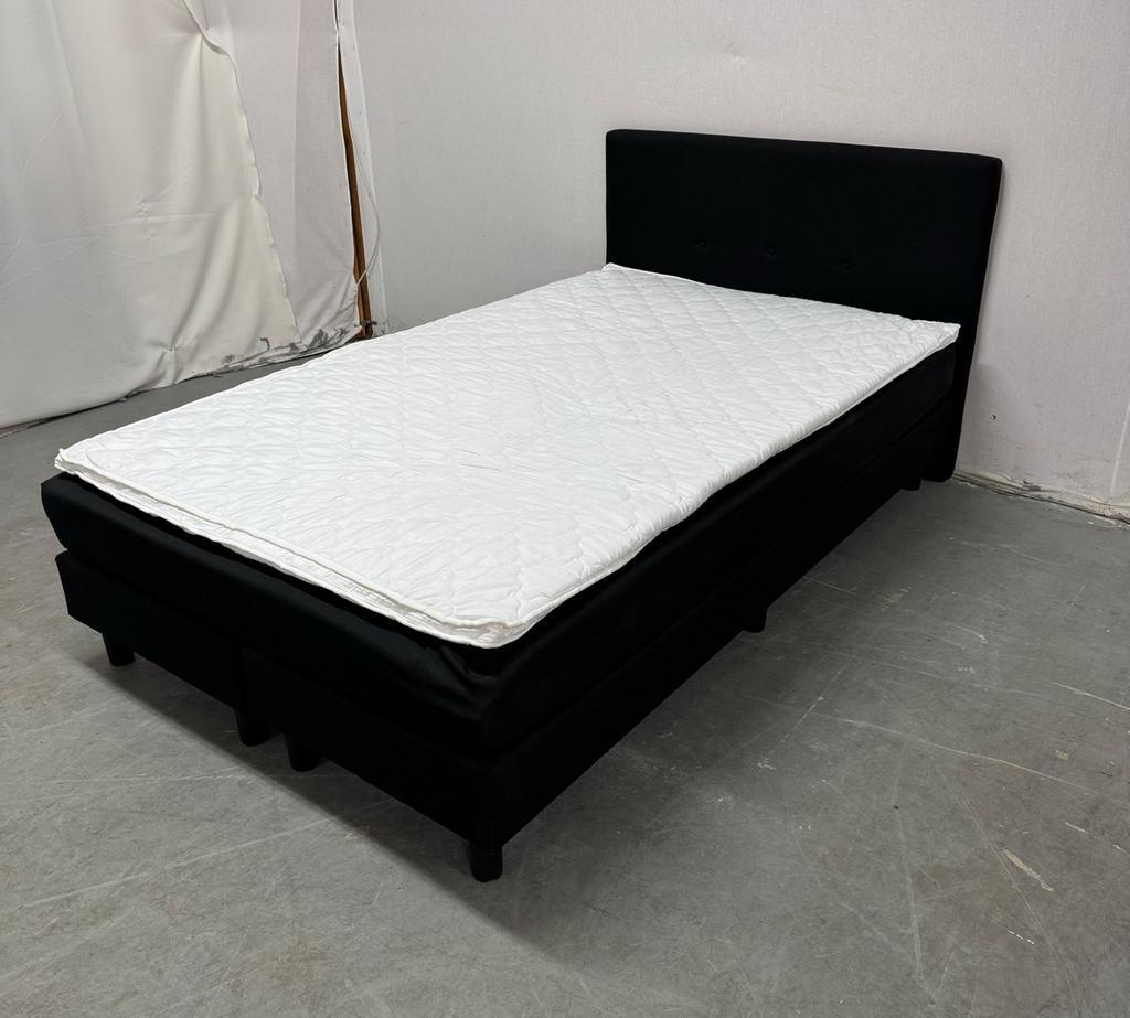 Met Levering !!!! Complete Boxspring 120x200 cm, Huis en Inrichting, Gebruikt, Zwart, Ophalen of Verzenden, Twijfelaar